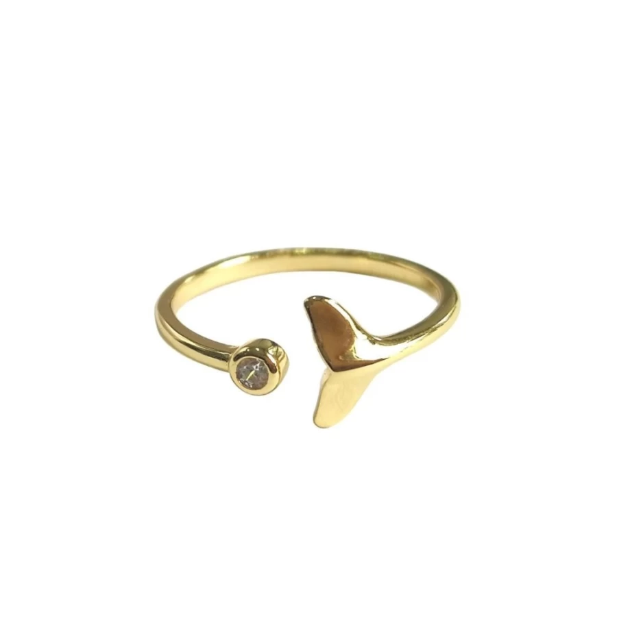 Atolea Jewelry Whale Tail Sterling Silver Ring - Elegant Ocean Inspired Stackable Band