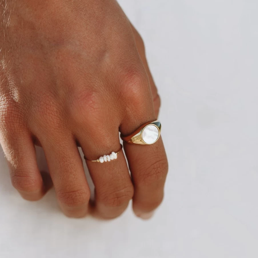 Atolea Jewelry Mini Pearl Ring - Elegant Small Pearls Band for Women