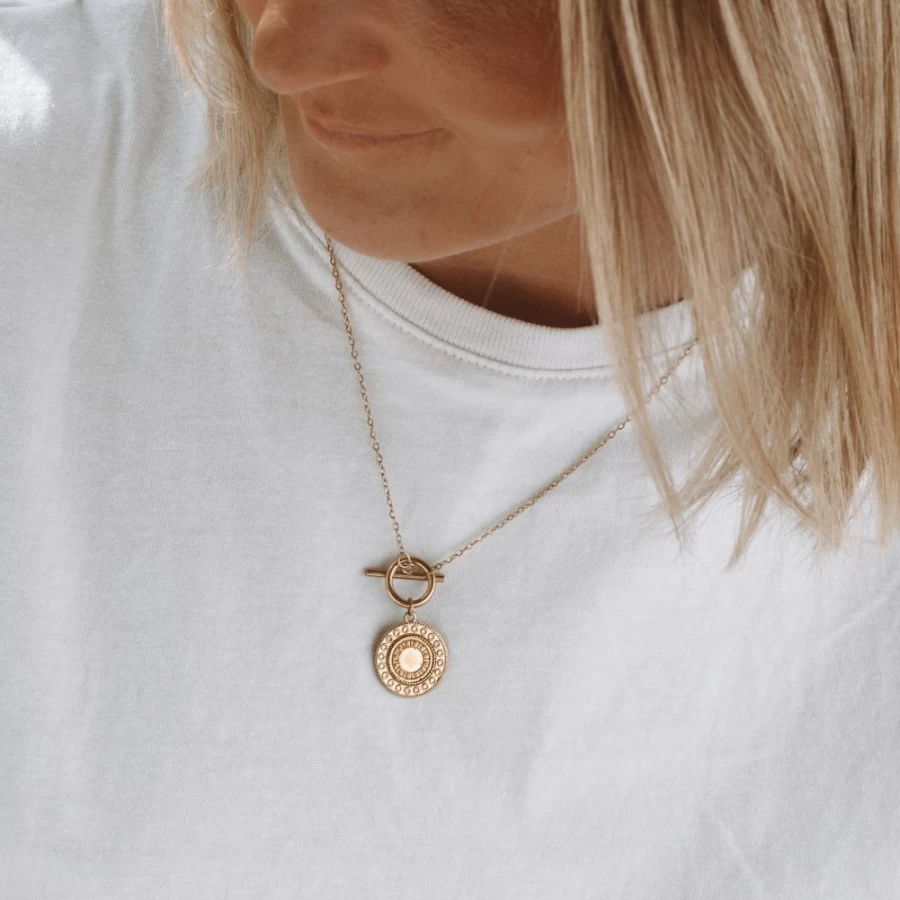 Atolea Jewelry Helios Necklace - Stylish Gold Pendant for Women - Dainty Layering Chain Gift