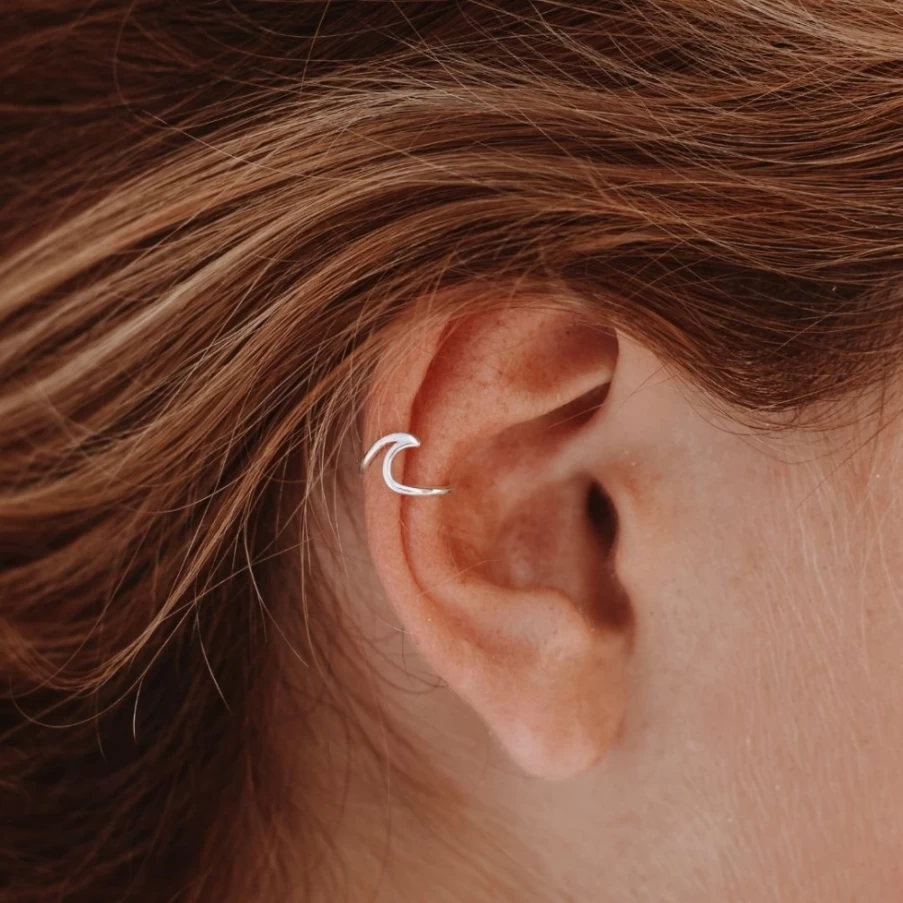 Atolea Jewelry Ocean Wave Ear Cuff - Stylish Silver Seashell Ear Cuff for Women