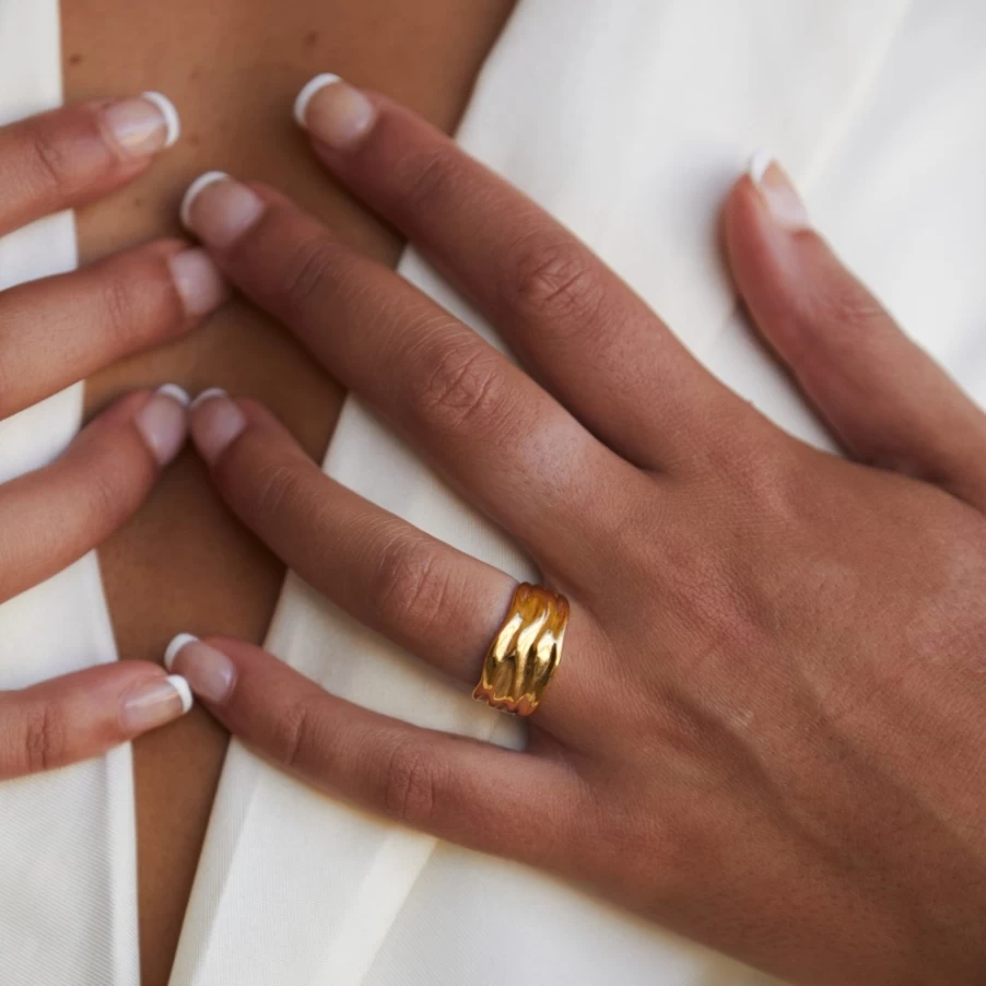 Atolea Jewelry Gaia Statement Ring - Elegant Gold-Tone Unique Designer Ring for Women