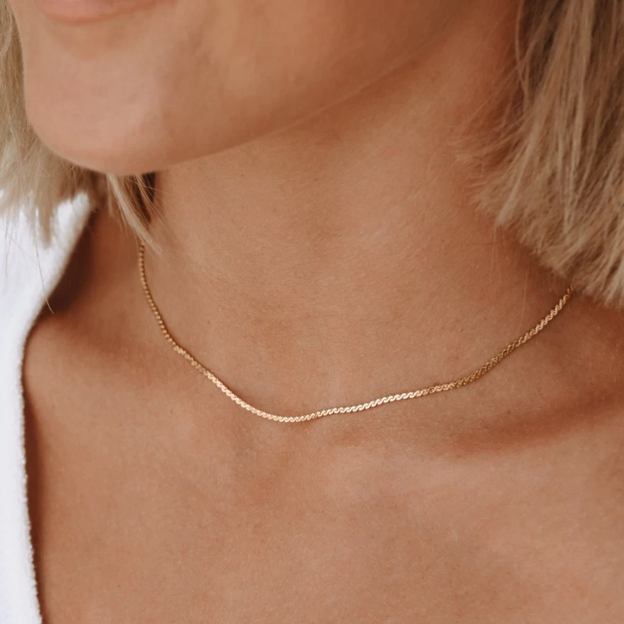 Atolea Jewelry Wavy Choker Necklace - Trendy Layered Beach Necklace for Women