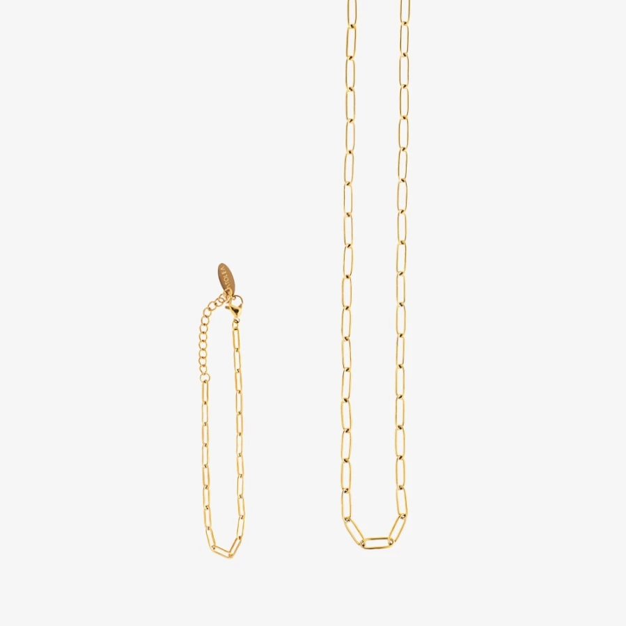 Atolea Jewelry Paperclip Chain Necklace - Elegant Gold or Silver Minimalist Link Bundle