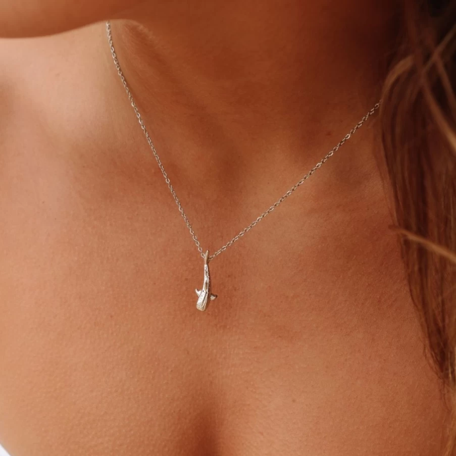 Atolea Jewelry Whale Shark Pendant Necklace - Sterling Silver Ocean Inspired Jewelry for Women