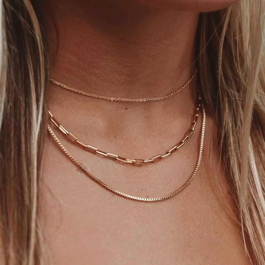 Atolea Jewelry Saona Layered Necklace for Women - Trendy Gold Layered Chain Necklace