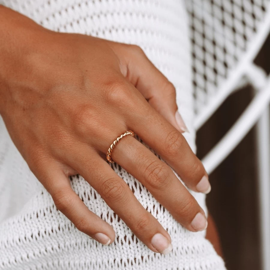 "Atolea Jewelry Unique Twisted Ring – Elegant Handcrafted Silver or Gold Band for Women"