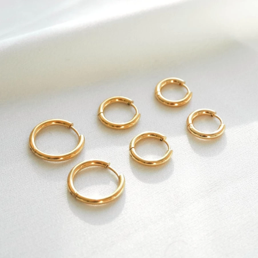 Atolea Jewelry Triple Hoop Earrings Set - 3 Piece Gold & Silver Stackable Hoop Earrings for Women
