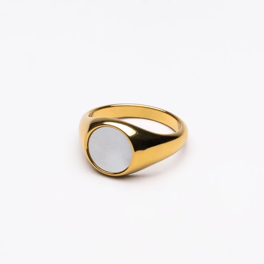 Atolea Jewelry Genuine Mother of Pearl Ring - Elegant Handmade Shell Pearl Band for Women