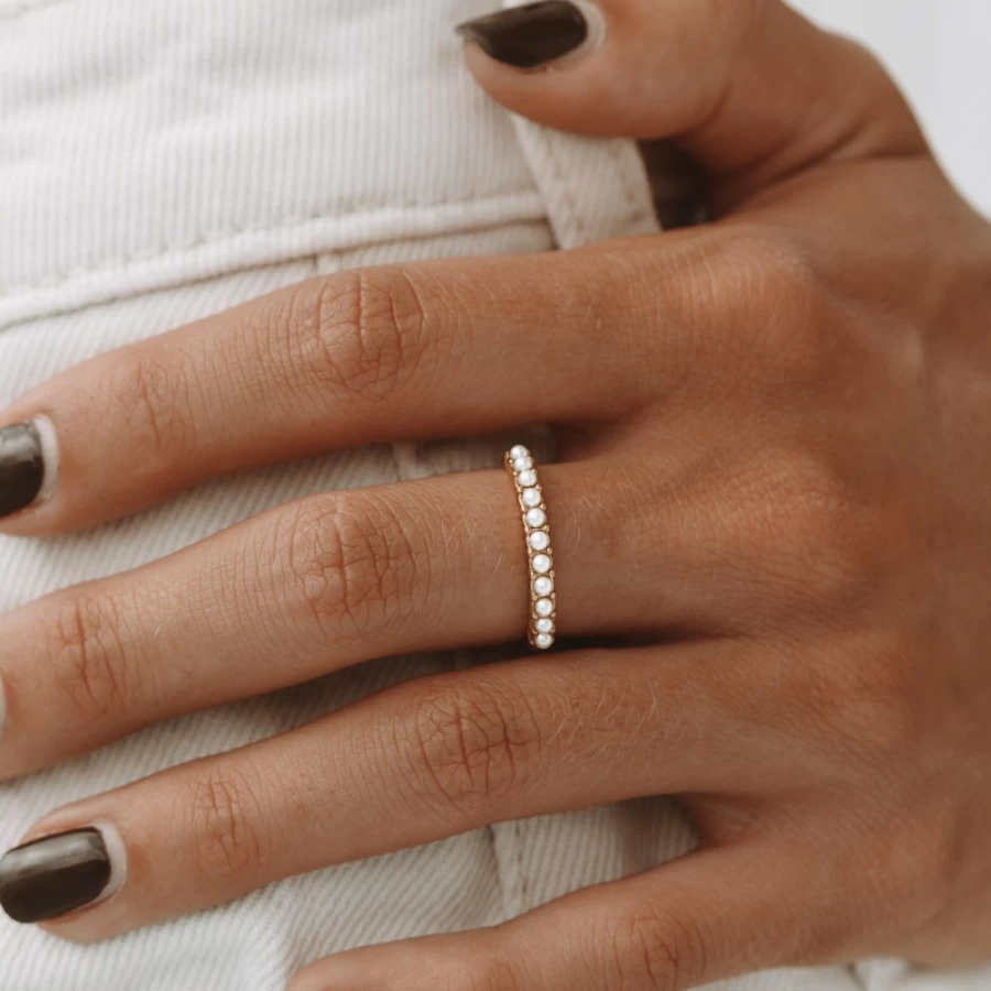 Atolea Jewelry Everyday Pearls Ring - Elegant Pearl Band for Women, Sterling Silver Ring, Classic & Timeless Jewelry Gift