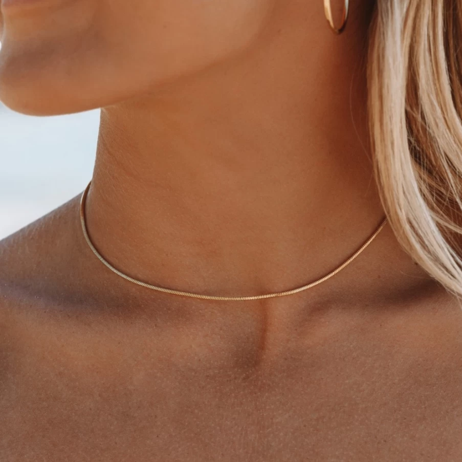 Atolea Jewelry Fine Choker Necklace - Elegant & Dainty Gold or Silver Layering Chain Collar for Women