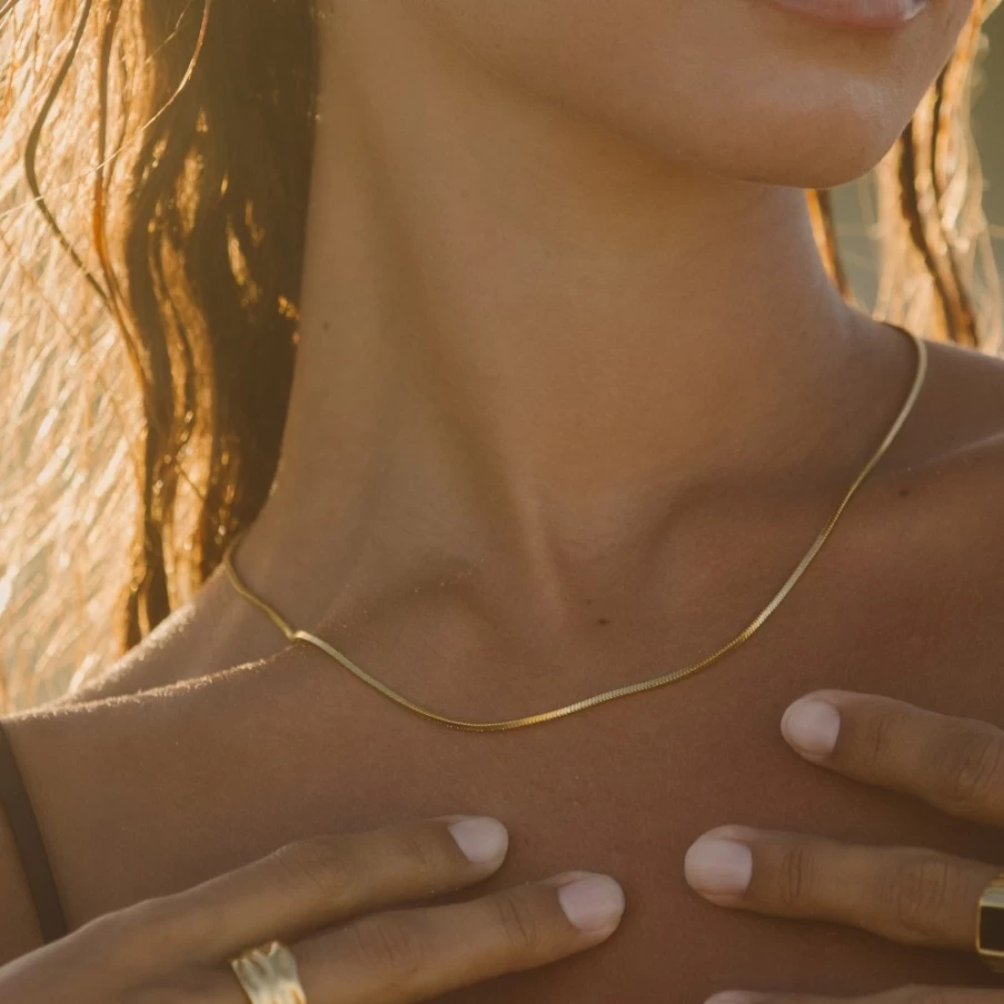 Atolea Jewelry Fine Choker Necklace - Elegant & Dainty Gold or Silver Layering Chain Collar for Women