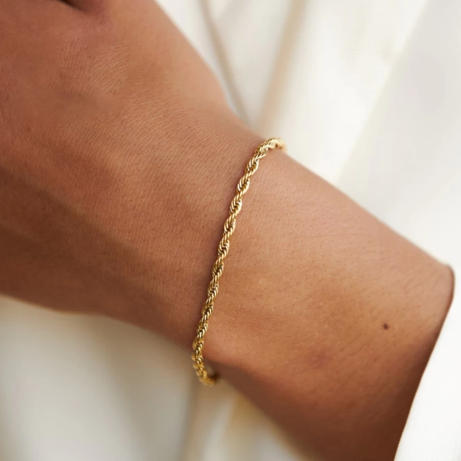 Atolea Jewelry Calvi Rope Chain Bracelet for Women - Gold & Silver Stainless Steel Adjustable Bangle