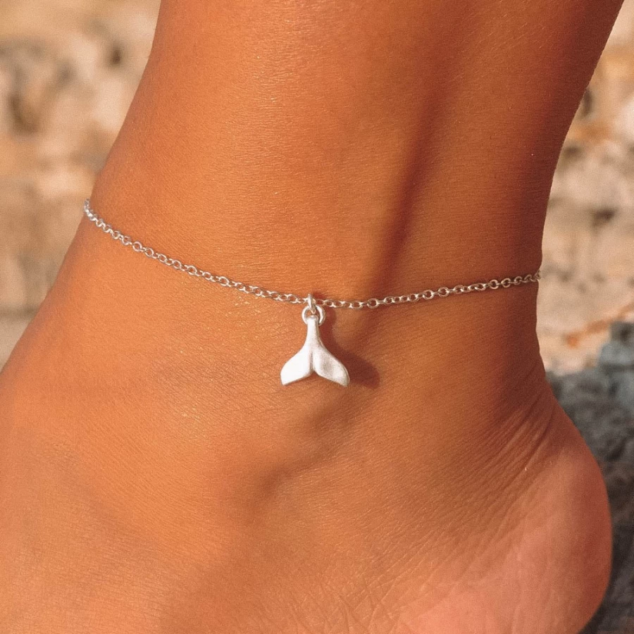 Atolea Jewelry Whale Anklet - Stylish Sterling Silver Ankle Bracelet for Women