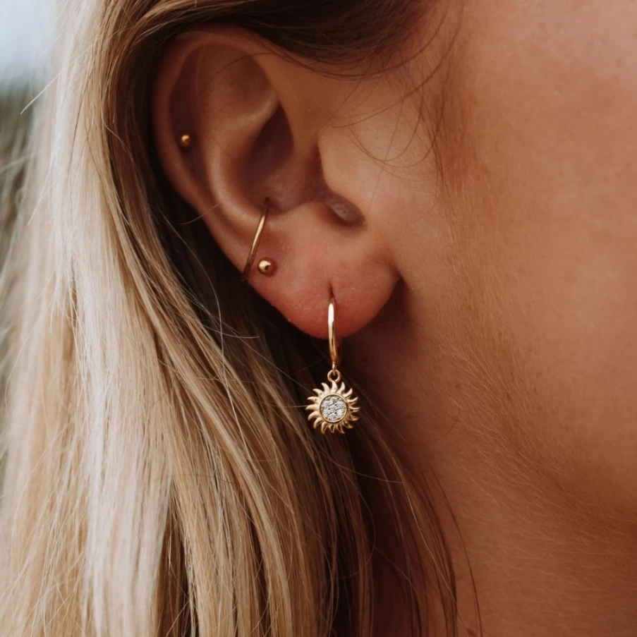 Atolea Jewelry Helios Hoop Earrings - Gold Plated Huggie Hoops for Women