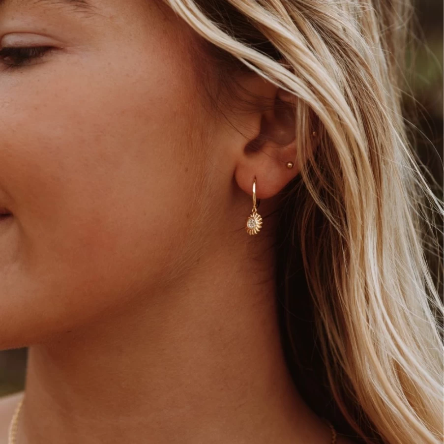 Atolea Jewelry Helios Hoop Earrings - Gold Plated Huggie Hoops for Women