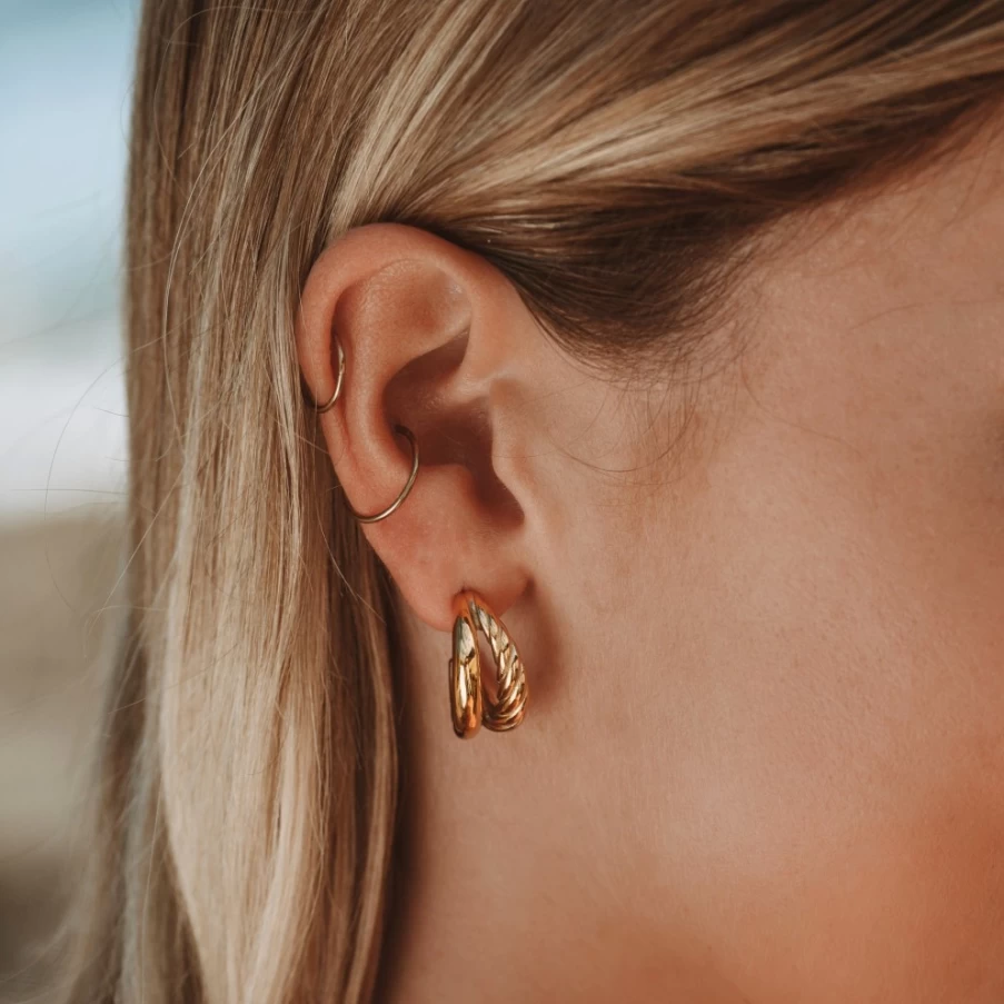 Atolea Jewelry Double Delight Rose Gold Hoop Earrings for Women