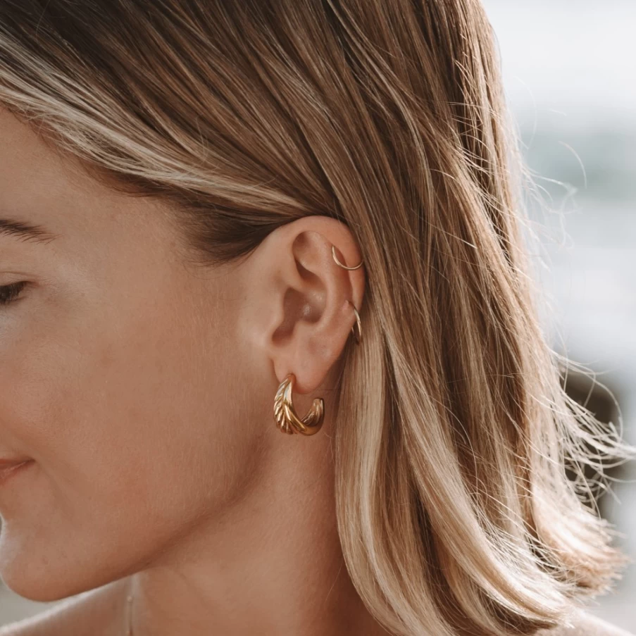Atolea Jewelry Double Delight Rose Gold Hoop Earrings for Women