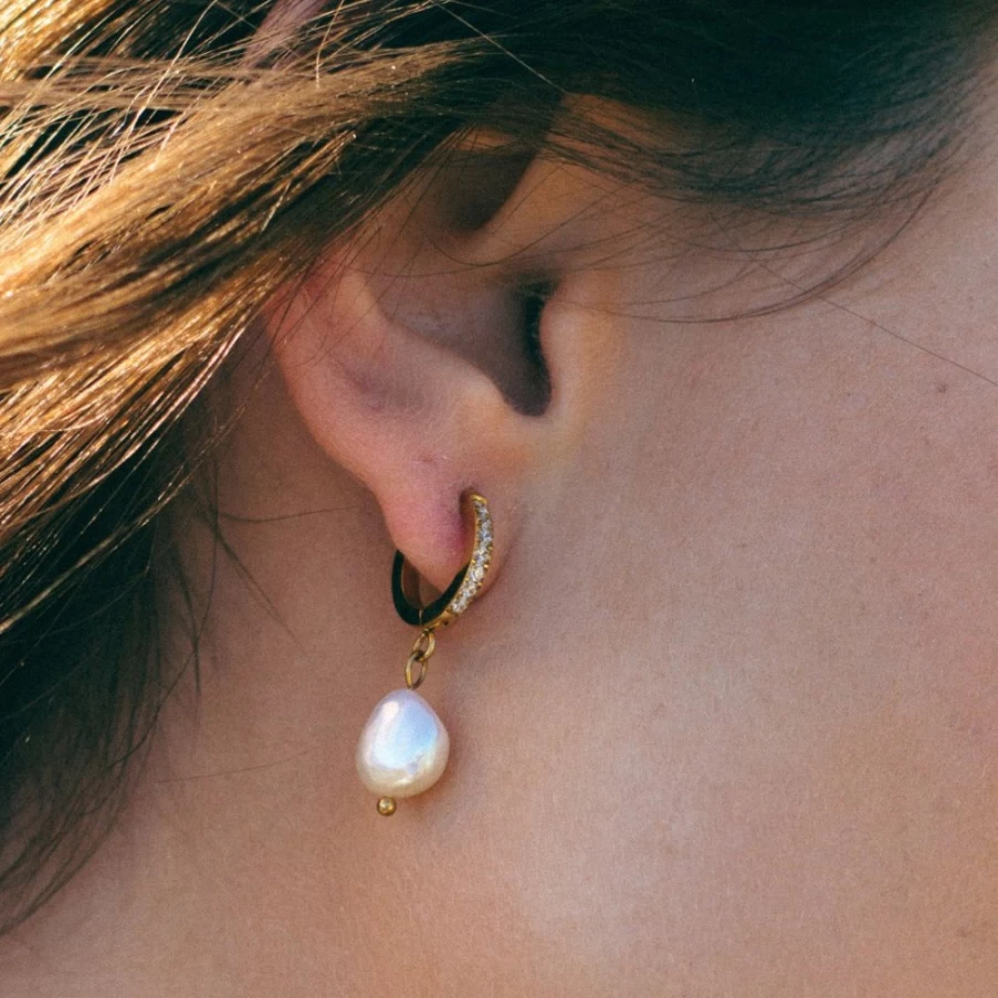 Atolea Jewelry Freshwater Pearl Hoop Earrings for Women – Elegant & Hypoallergenic