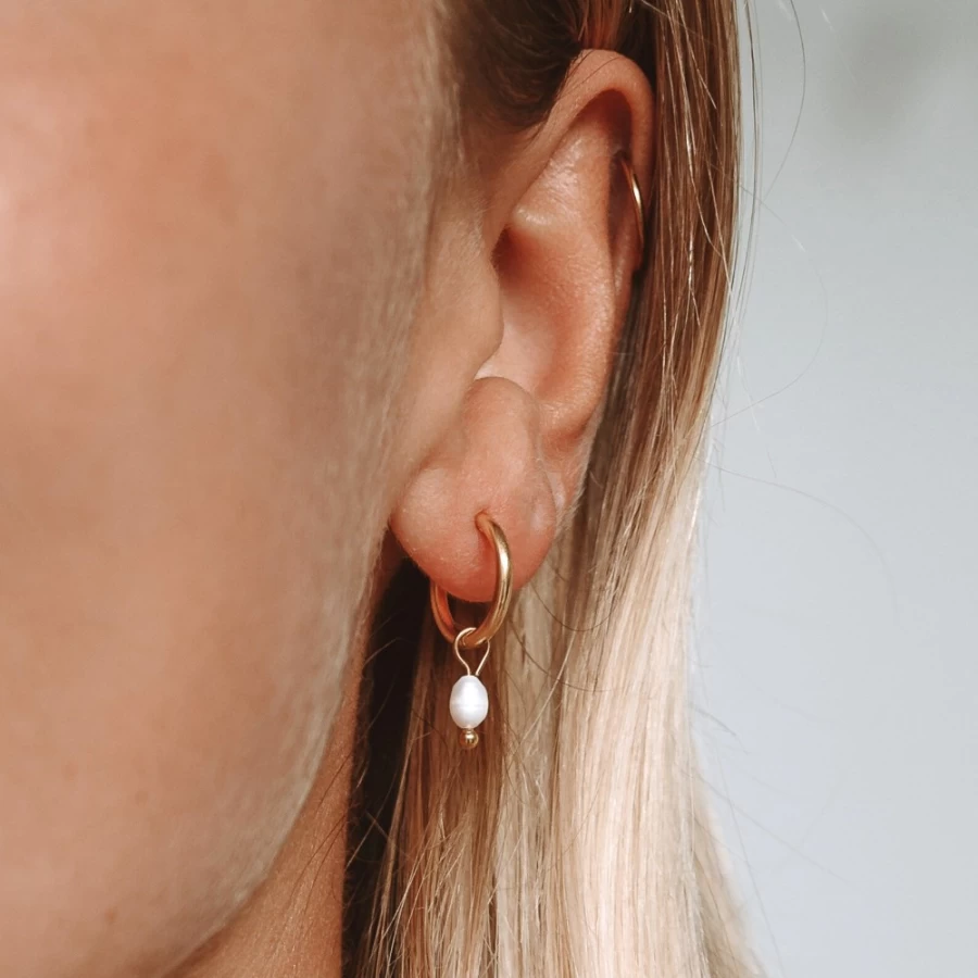 Atolea Jewelry Pearl Huggie Hoops - Elegant Pearl Studded Huggie Earrings for Women