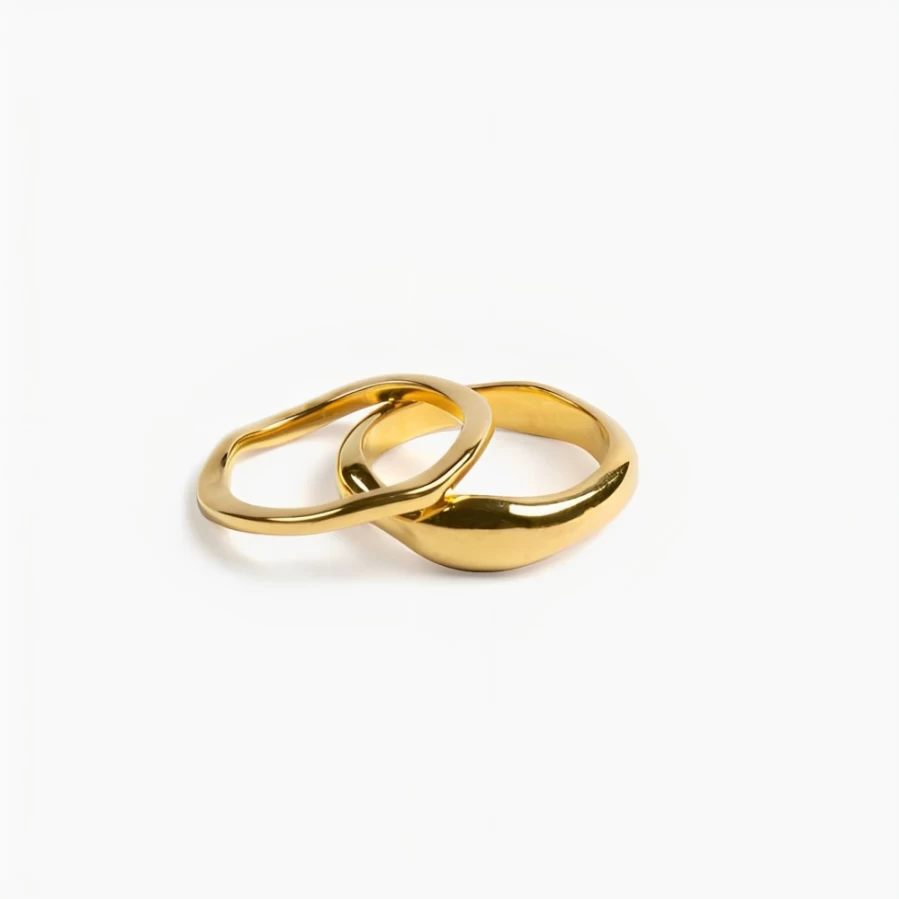 Atolea Jewelry Gemini Stackable Rings for Women - Minimalist Gold & Silver Layered Rings Set