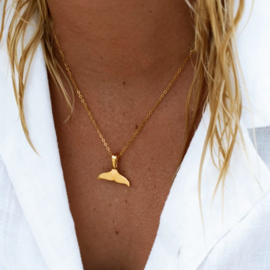 Atolea Jewelry Whale Tail Pendant Necklace - Elegant Ocean Inspired Silver Jewelry for Women