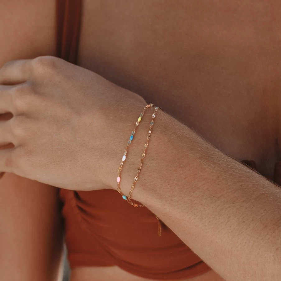 Atolea Jewelry Rainbow Dainty Bracelet – Colorful Beaded Stretch Bracelet for Women