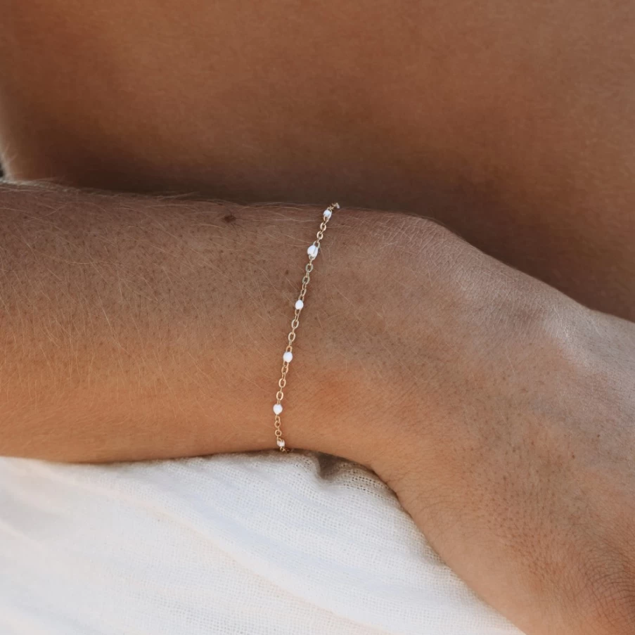 Atolea Jewelry White Beaded Bracelet - Elegant Pearl & Crystal Adjustable Women's Bracelet