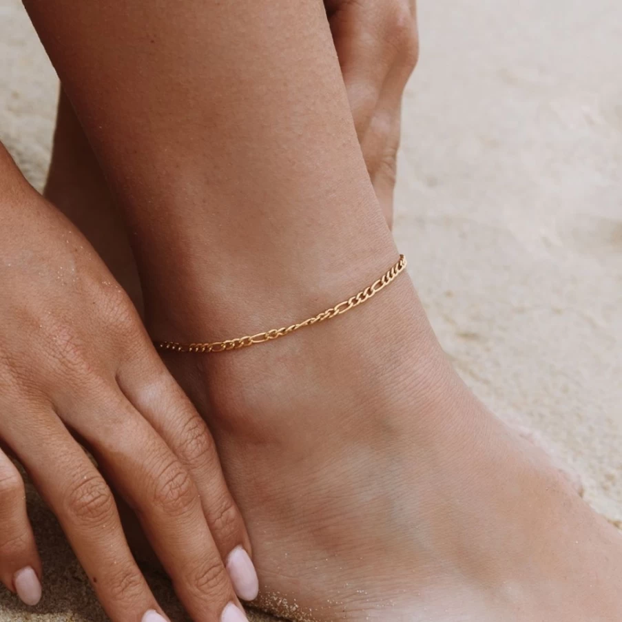 Atoea Jewelry Amalfi Figaro Anklet - Stylish Gold Chain Anklet for Women