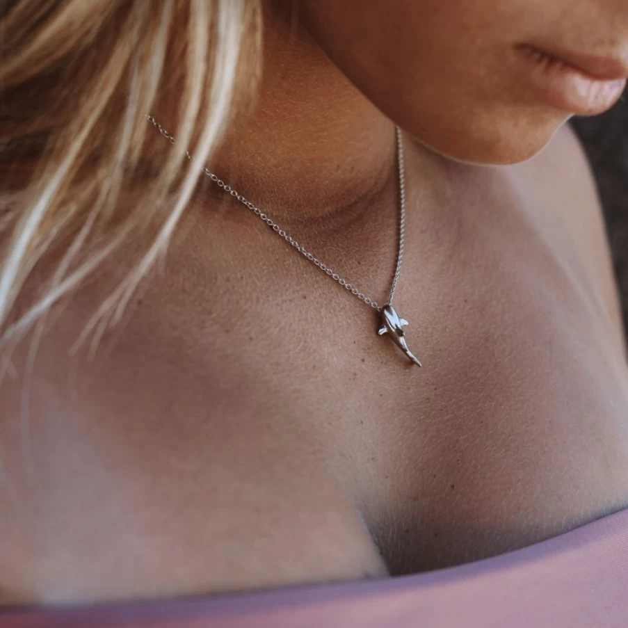 Atolea Jewelry Shark Tooth Necklace - Sterling Silver Pendant for Men & Women