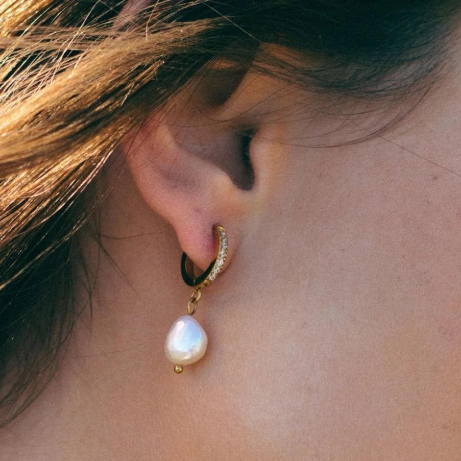 Atolea Jewelry Freshwater Pearl Hoop Earrings for Women – Elegant & Timeless Pearl Studded Hoops