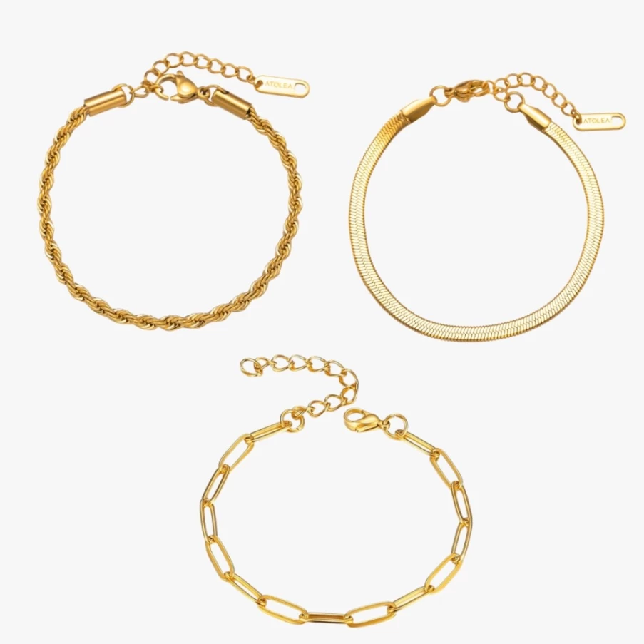 Atolea Jewelry Essentials Bracelets Bundle – Stylish & Stackable Bracelet Set for Women & Men