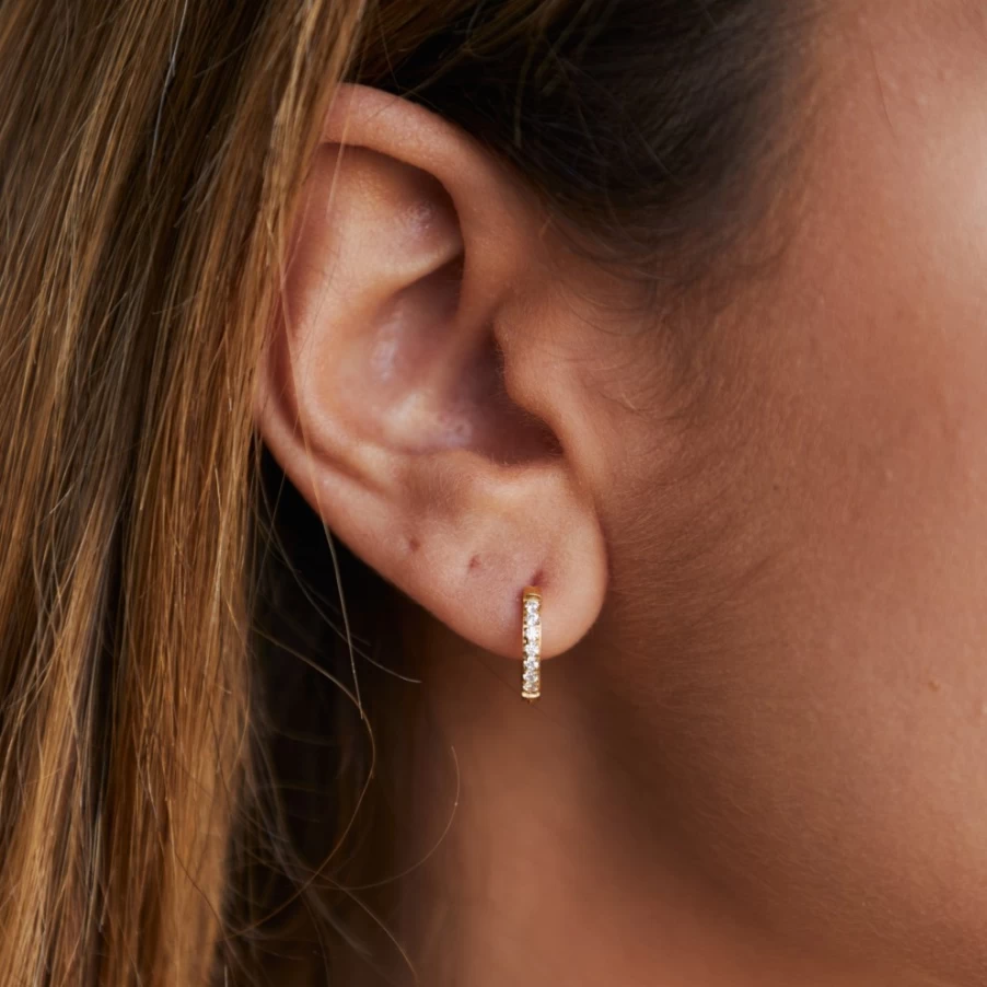Atolea Jewelry 14K Gold Tiny Hoop Earrings for Women - Minimalist Small Gold Hoops