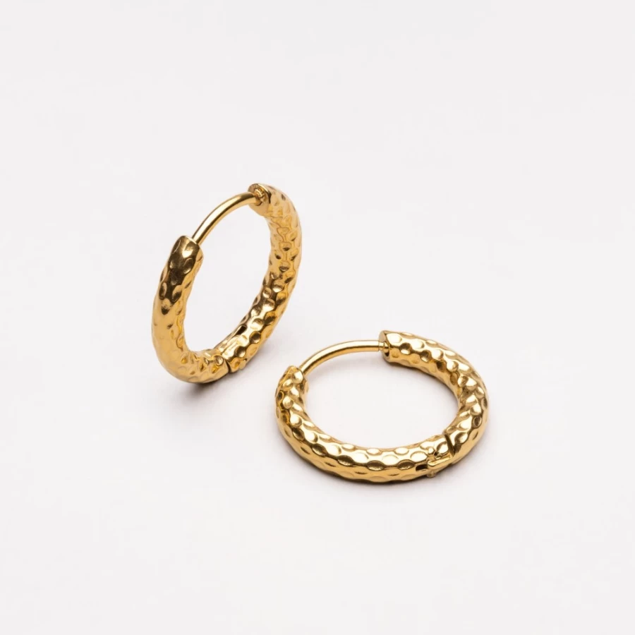 Atolea Jewelry Hammered Hoop Earrings - Handcrafted Gold & Silver Hoops for Women
