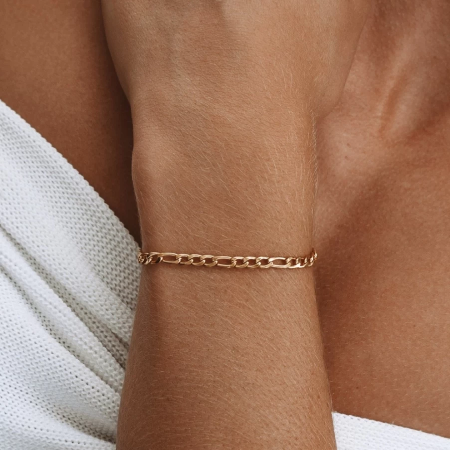 Atolea Jewelry Amalfi Figaro Chain Bracelet for Women - Stylish Gold & Silver Italian-Inspired Link Bracelet