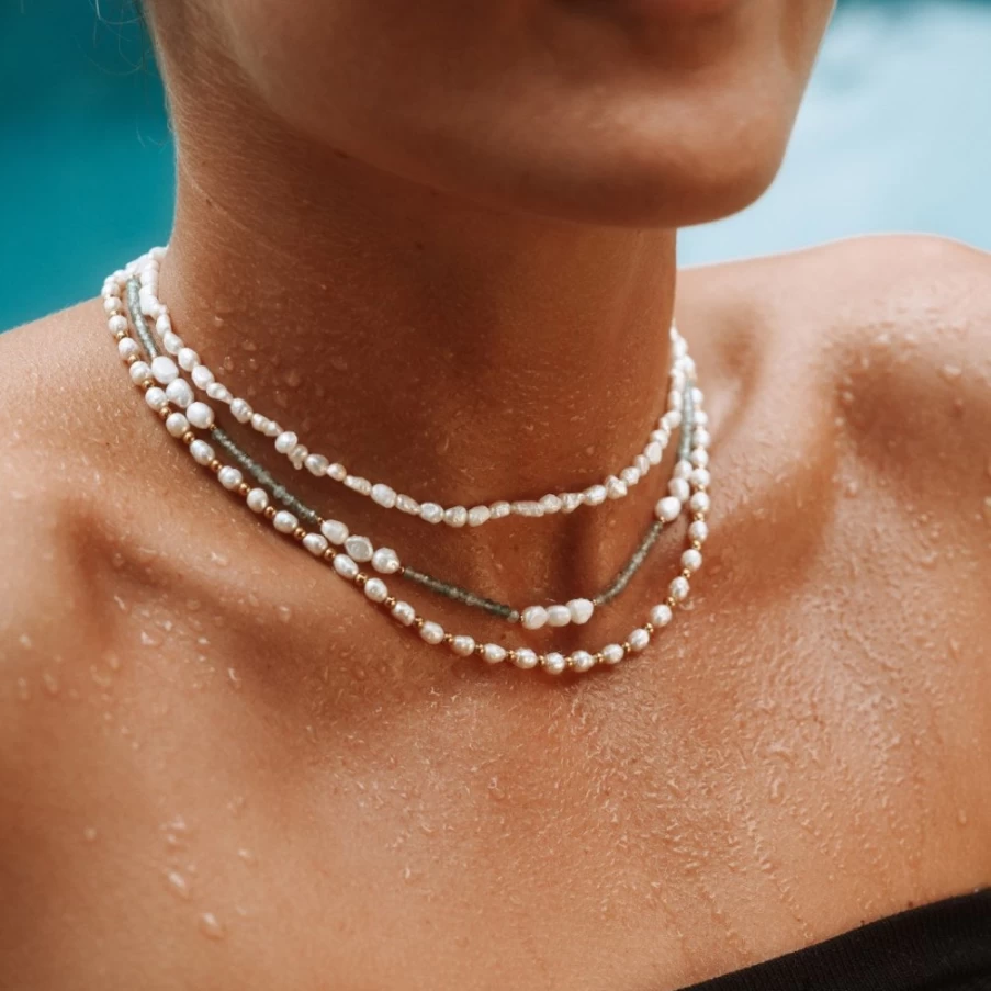 Atolea Jewelry 14K Gold Plated Freshwater Pearl Choker Necklace for Women