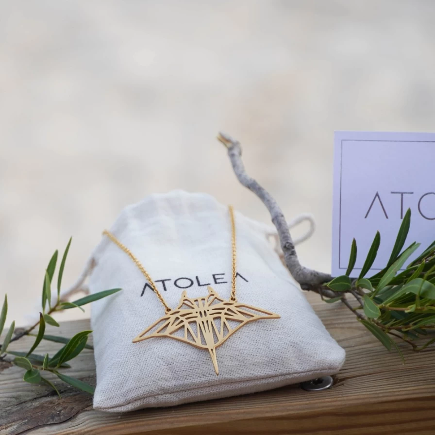 Atolea Jewelry Manta Ray Pendant Necklace - Stylish Ocean-Inspired Silver Chain for Women