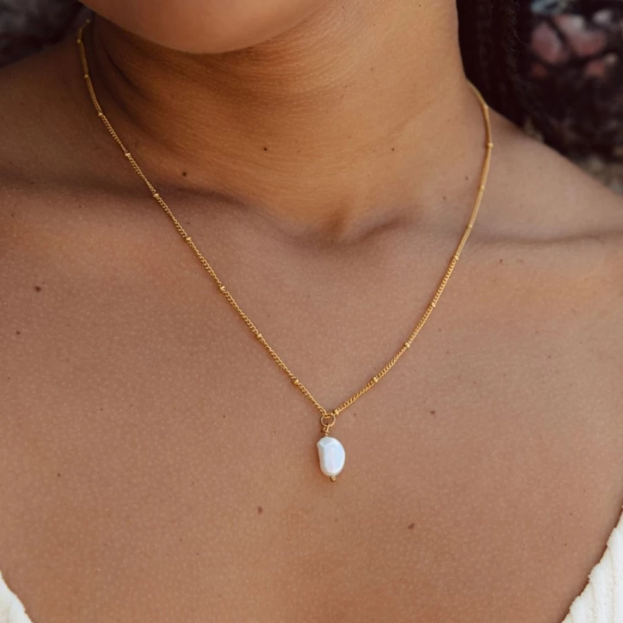 Atolea Jewelry Baroque Pearl Pendant Necklace - Elegant Vintage Style Pearl Drop Pendant for Women