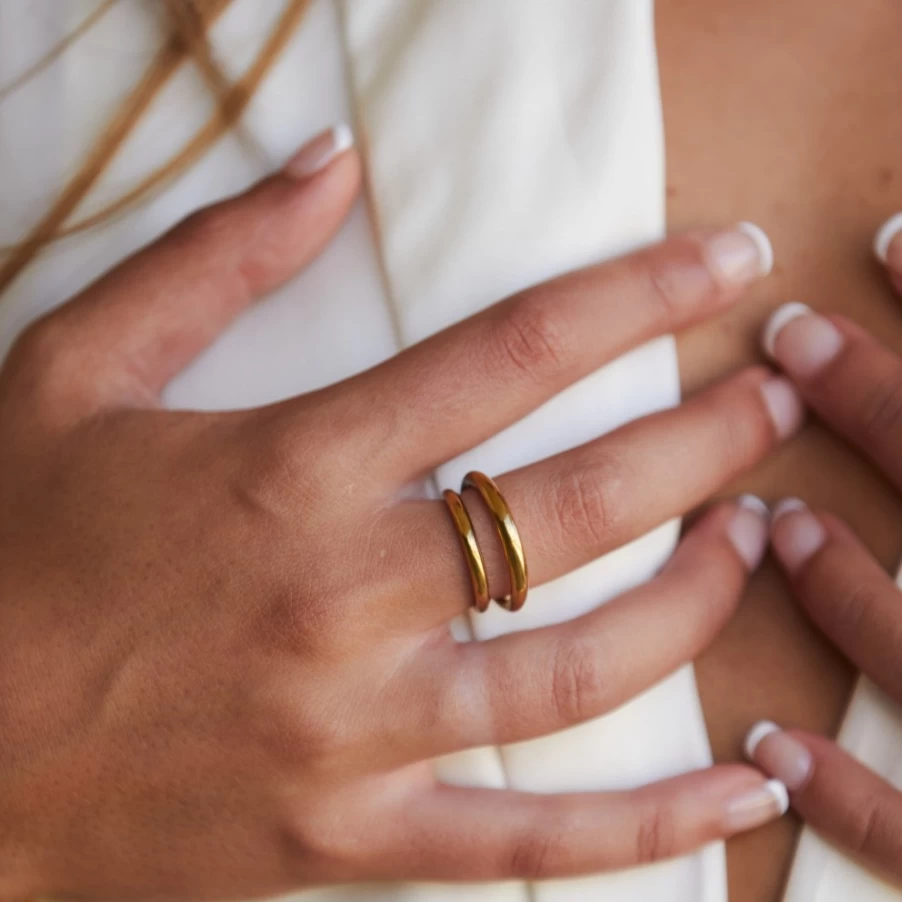 Atolea Jewelry Double Dare Ring - Unique Stainless Steel Fashion Ring for Women & Men