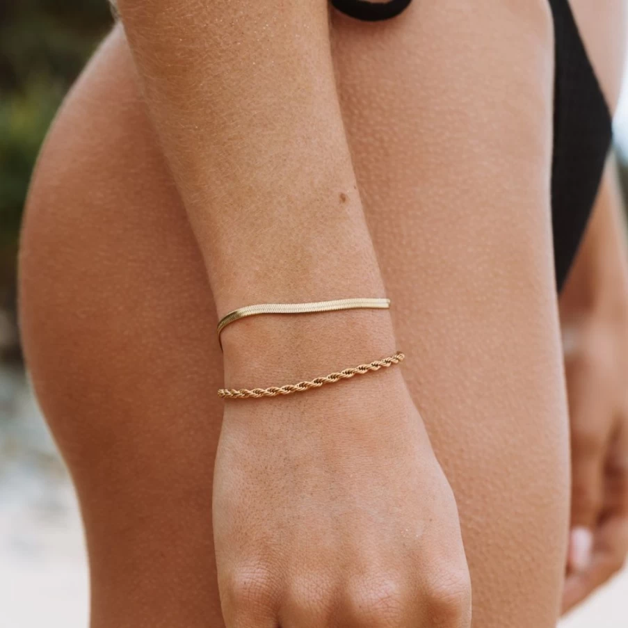 Atolea Jewelry Kauai Herringbone Bracelet for Women - Stylish & Durable Hawaiian-Inspired Bangle