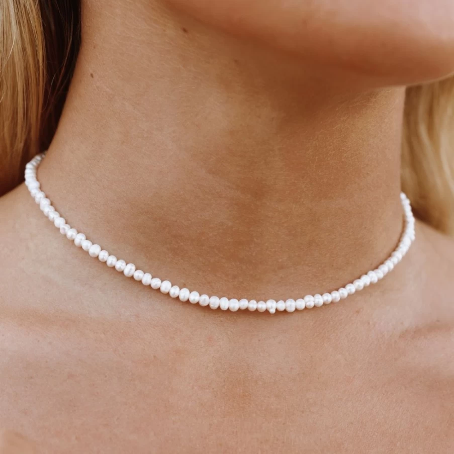 Atolea Jewelry Mini Freshwater Pearl Choker Necklace - Elegant & Dainty Pearl Collar for Women