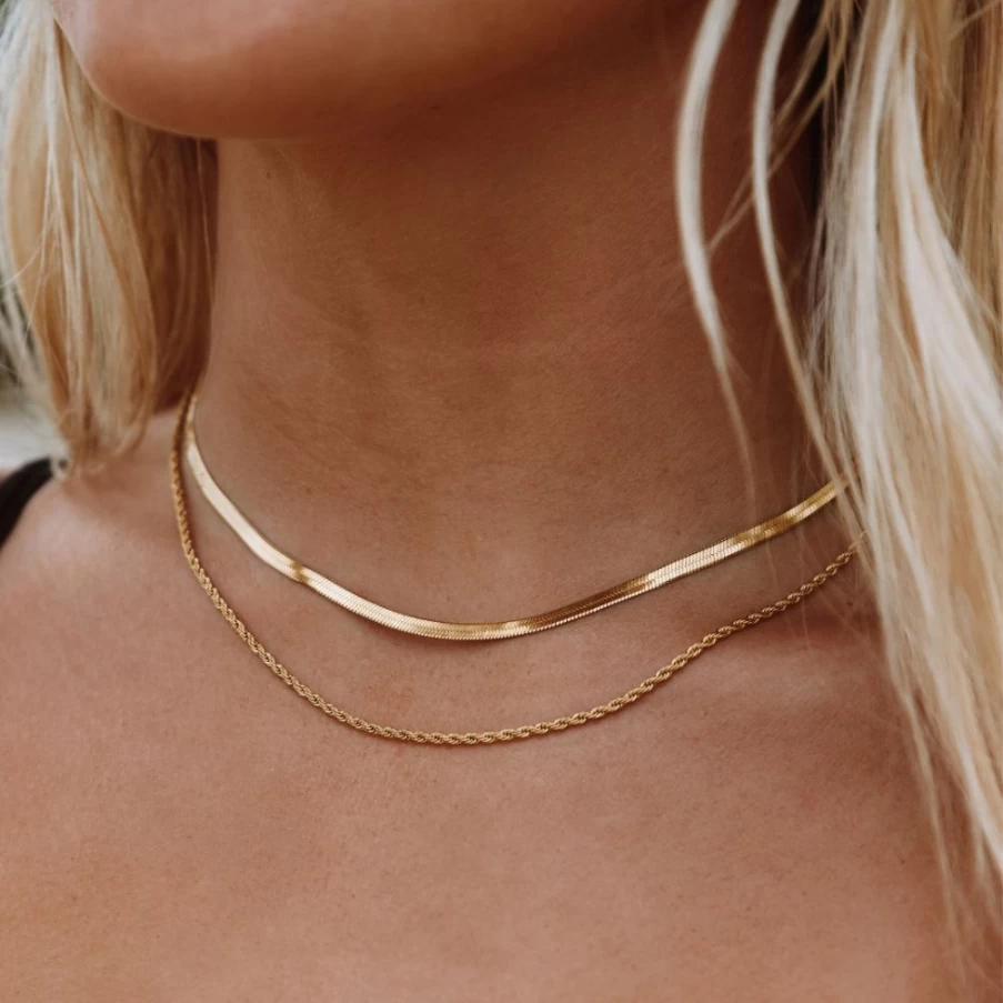 Atolea Jewelry Layered Necklace for Women - Elegant Gold Pendant Chain for iPhone iOS