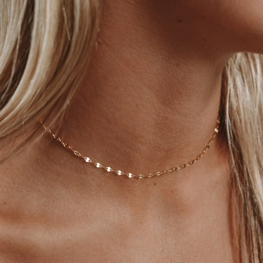 "Atolea Jewelry Dainty Choker Necklace - Elegant Minimalist Gold Layering Chain for Women"