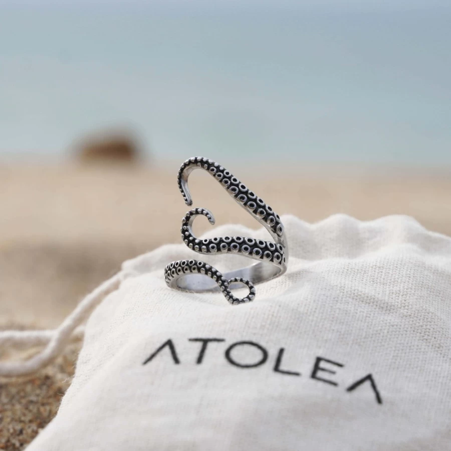 Atolea Jewelry Octopus Ring - Unique Sterling Silver Tentacle Ring for Men & Women