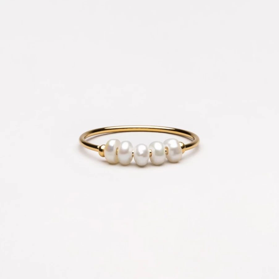 Atolea Jewelry Mini Pearl Ring - Elegant & Dainty Pearls Band for Women