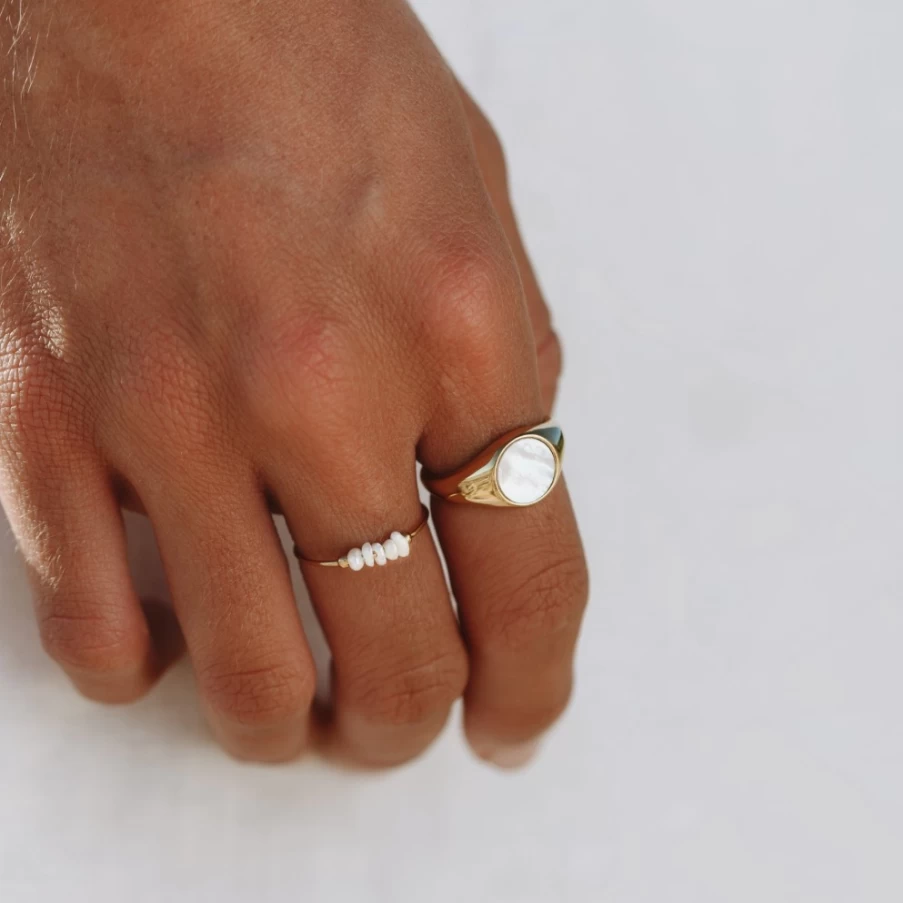 Atolea Jewelry Mini Pearl Ring - Elegant & Dainty Pearls Band for Women